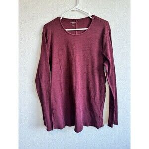 Carbon Men's Maroon Long Sleeve Waffle Knit Pullover Shirt Round Neck Thermal XL